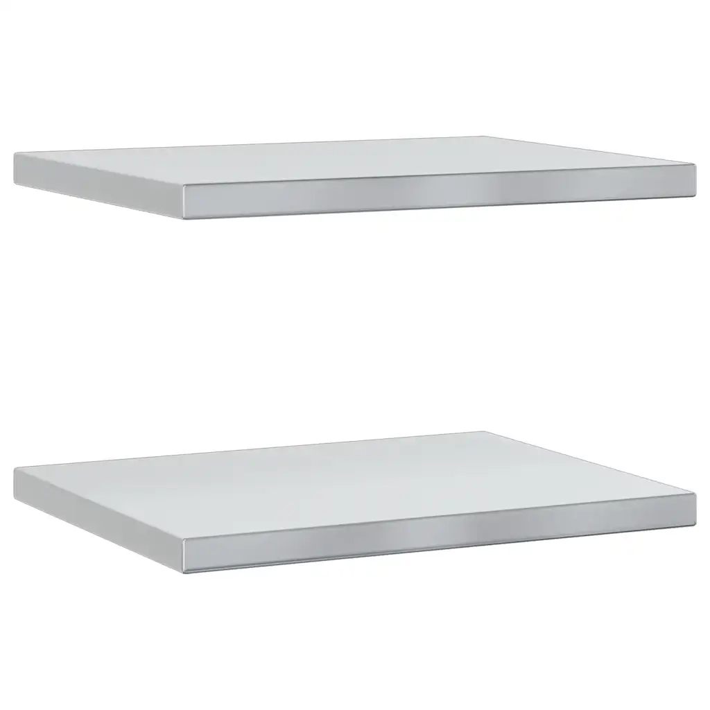Mensole a Muro 2 pz 50x40x3 cm Argento in Acciaio Inossidabile