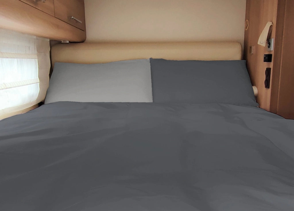 Sacco Copripiumino Camper Roulotte 100% Cotone PERSONALIZZABILE Tinta Unita Double Face - Singolo - Sassi-Piombo
