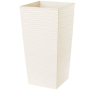 Vaso da fiori KADAX con inserto, coperchio, supporto per fiori, alto, da giardino, color crema, 24x47 cm