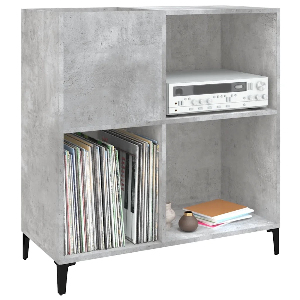 Mobile Porta Dischi Grigio Cemento 84,5x38x89 Legno Multistrato 832001