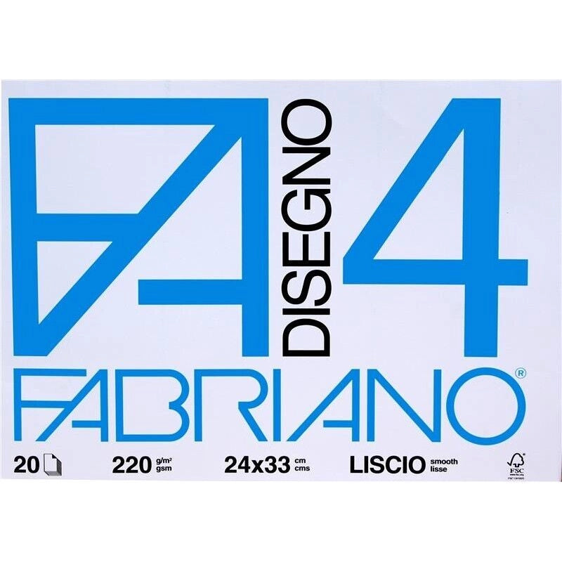 FABRIANO 2 BLOCCHI DISEGNO F4 24 X 33 CM LISCIO DA 20 FOGLI