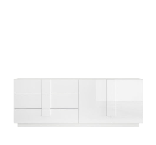 Madia Design Moderno 2 Ante 3 Cassetti Jupiter 241x44x90 cm Bianco laccato lucido