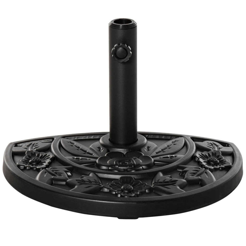 Base per Ombrellone Semicircolare da 9 kg in HDPE e Cemento Ø50x32x32 cm Nero Resistente e Stabile per Giardino e Balcone