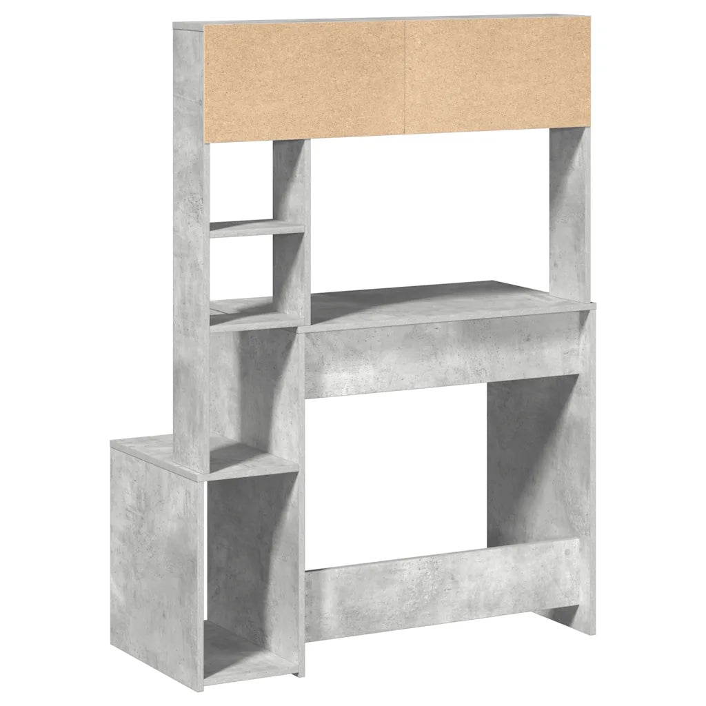 vidaXL Scrivania Mensole Grigio Cemento 100x45x140cm Legno Multistrato