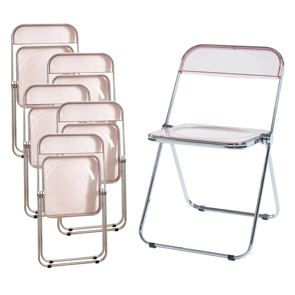 Set di 6 sedie pieghevoli 74 x 46 x 47 cm rosa trasparente 03_0009907