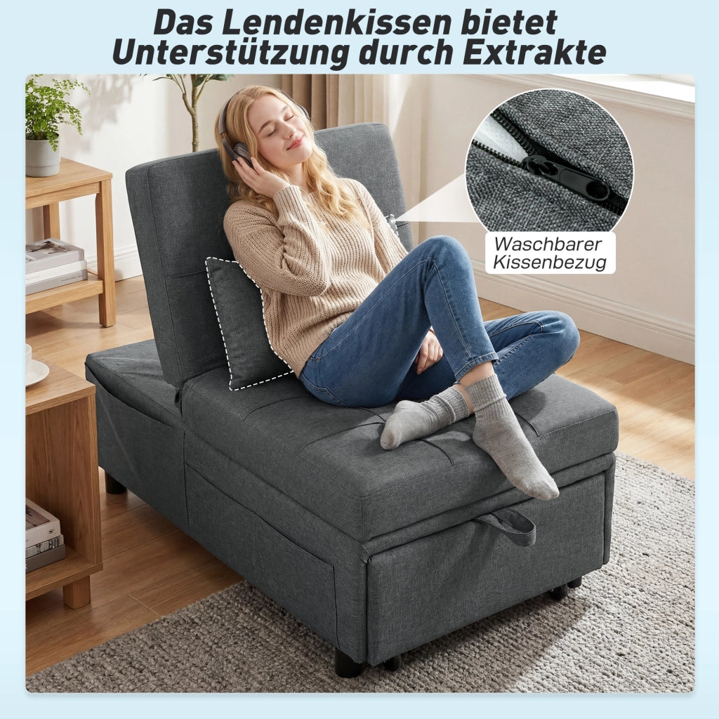 Divano letto 4 in 1 multifunzionale ¨C Xylo ¨C tessuto grigio con schienale reclinabile
