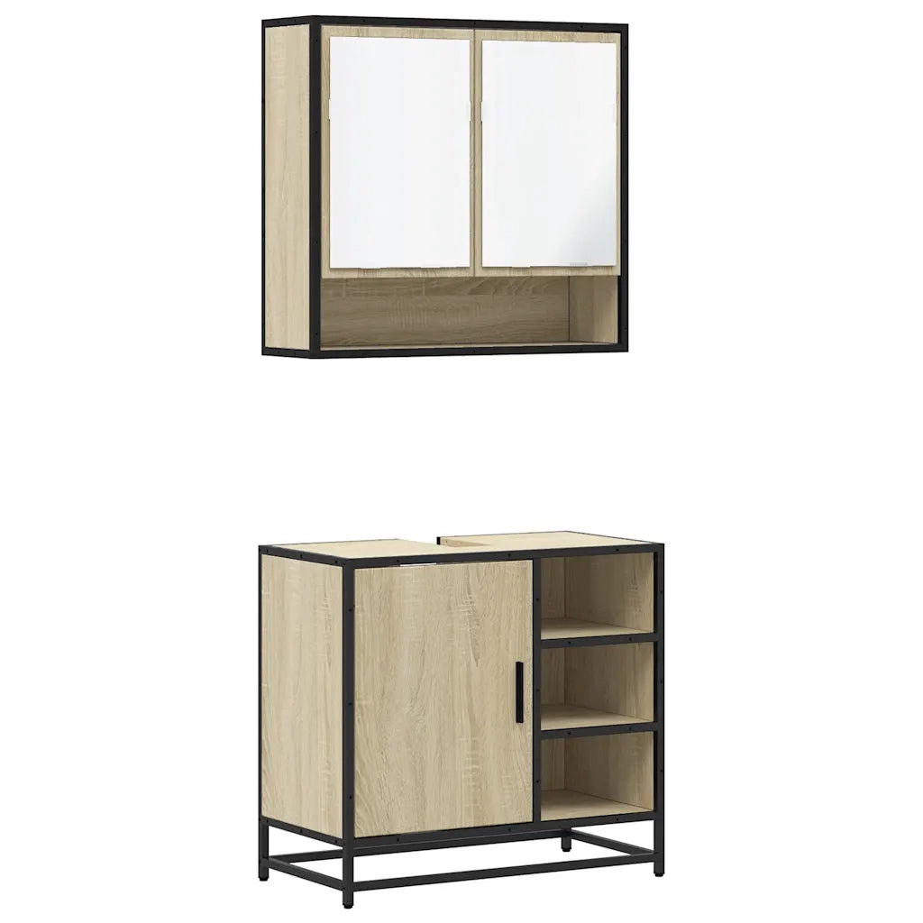 Set Mobili da Bagno 2 pz Rovere Sonoma in Legno Multistrato 3300936