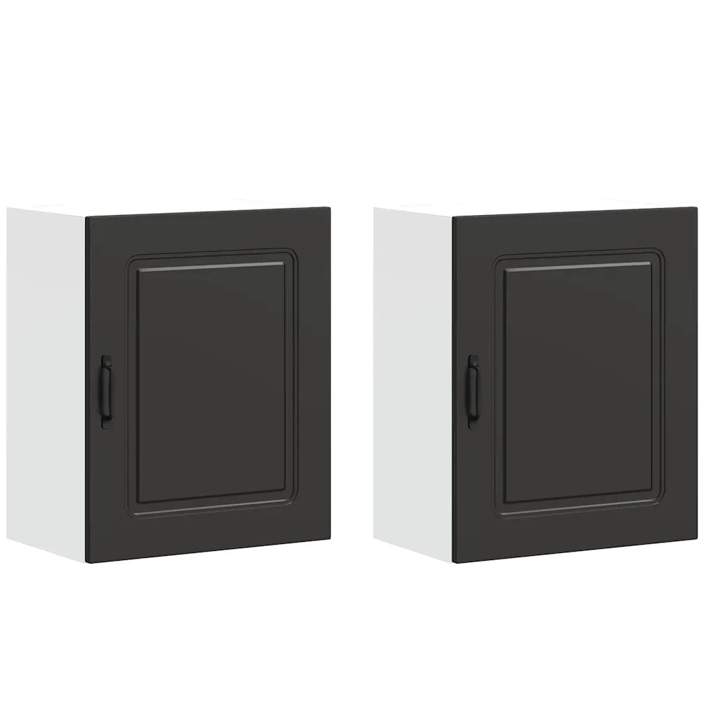 Pensili da cucina 2 pz Kalmar in Legno Multistrato Nero 853560