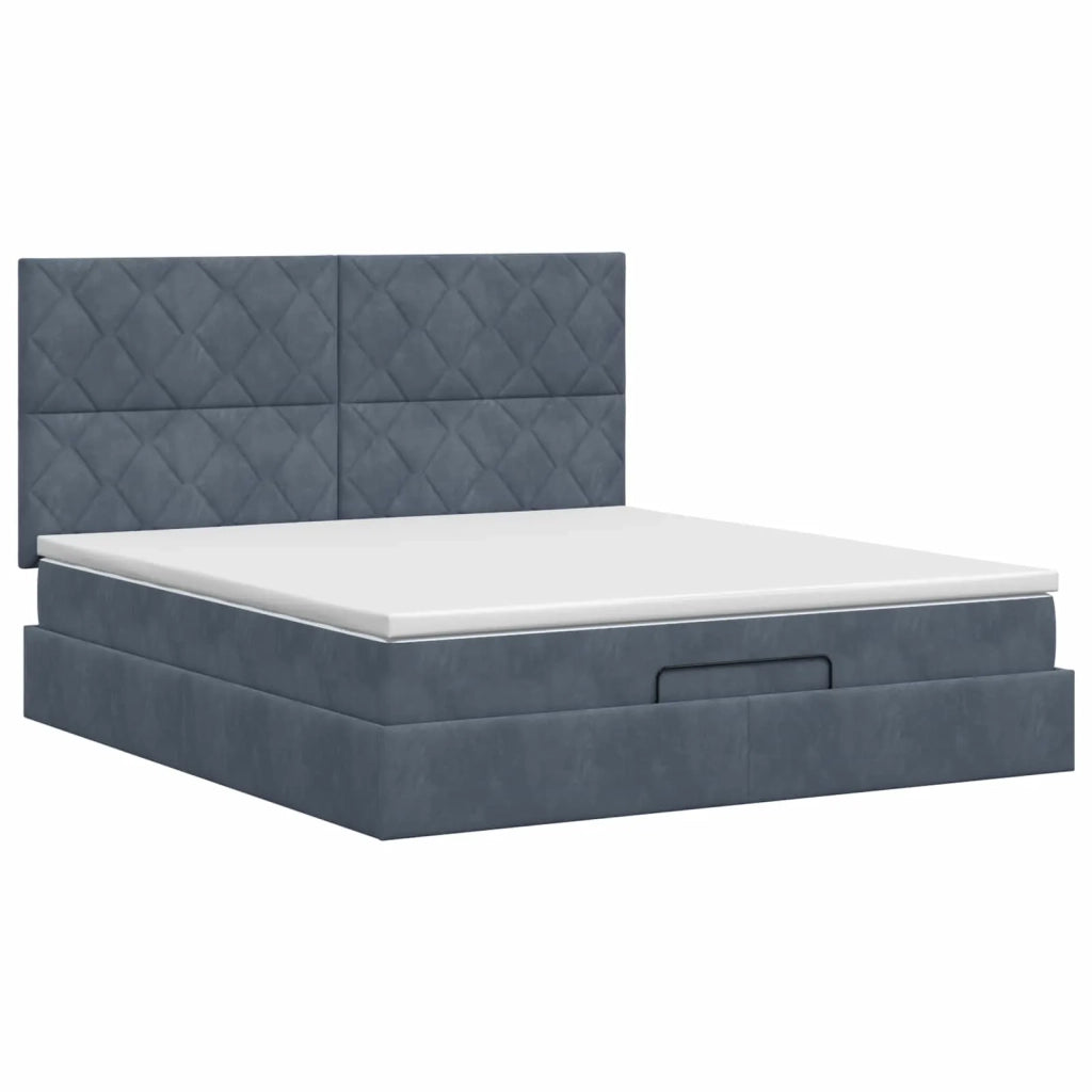 Letto ottomano con materasso Grigio Scuro 180 x 200 cm Velluto 3457810