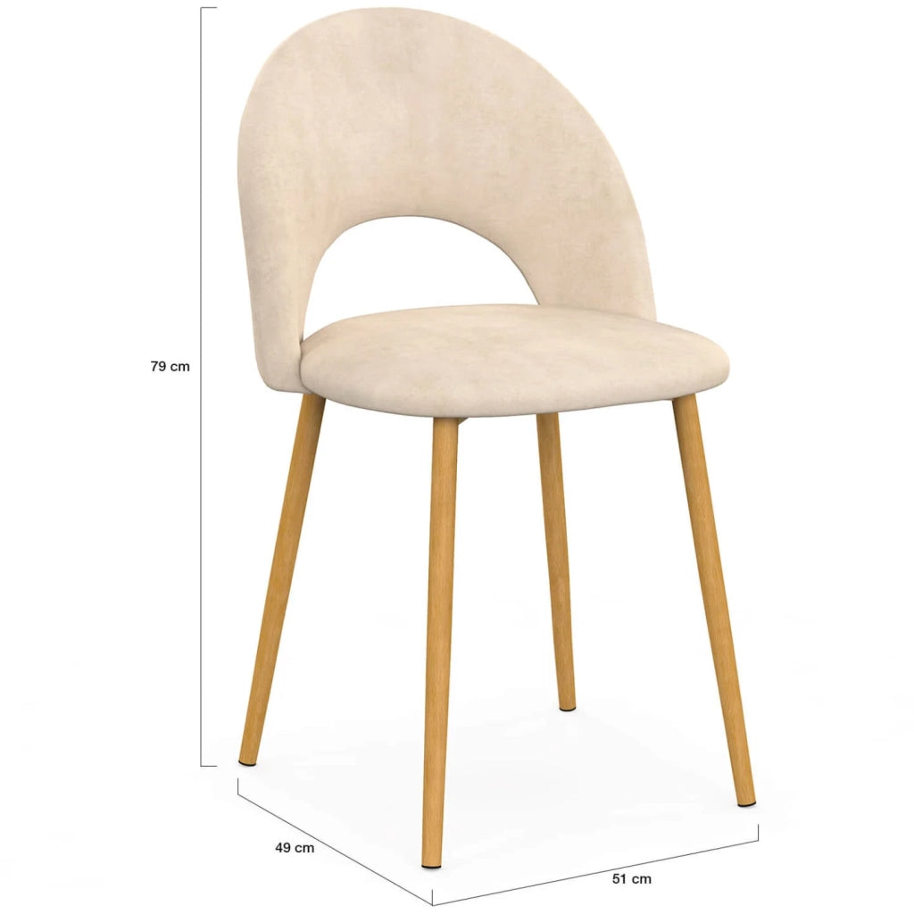 IDMarket - Set di 4 sedie da pranzo MADO in velluto beige