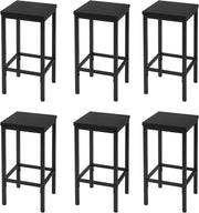 Set di 6 Sgabelli da Bar Industriali con Poggiapiedi, Sgabelli da Cucina senza Schienale, Sedie Alte per Penisola Cucina, Sedile in Truciolato e Telaio in Metallo, 33x33x65cm, nero, 1060BY-6