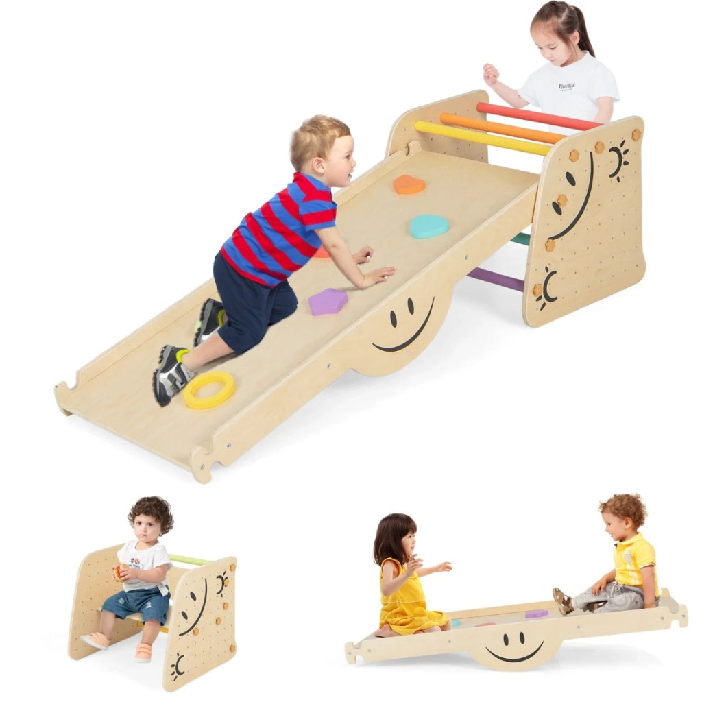 Set di giocattoli da arrampicata per bambini 6 in 1 120 x 49 cm regolabile e resistente stile colorato legno di pino 20_0020579