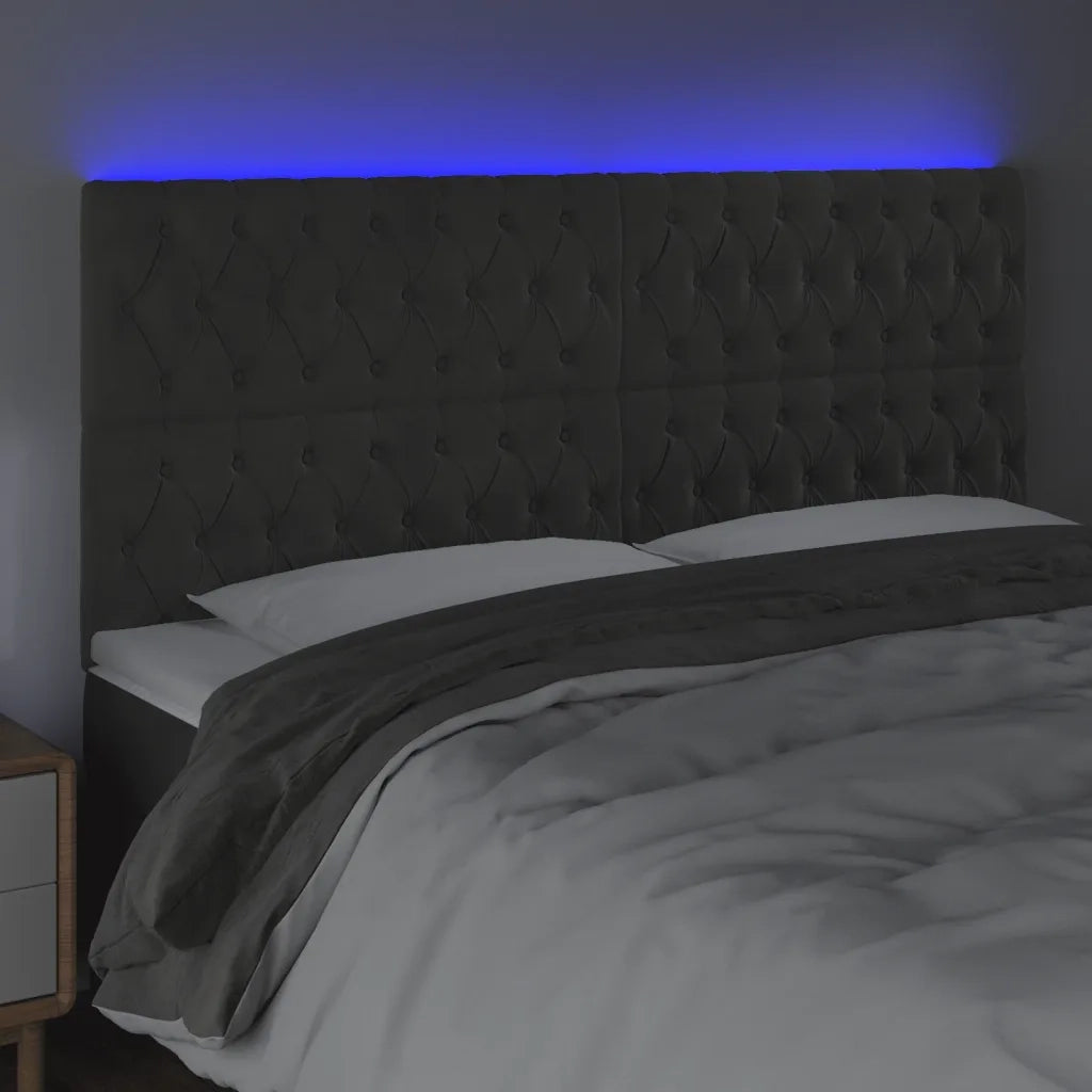 Testiera a LED-Testata con LED GrigioScuro 200x7x118/128cm in Velluto