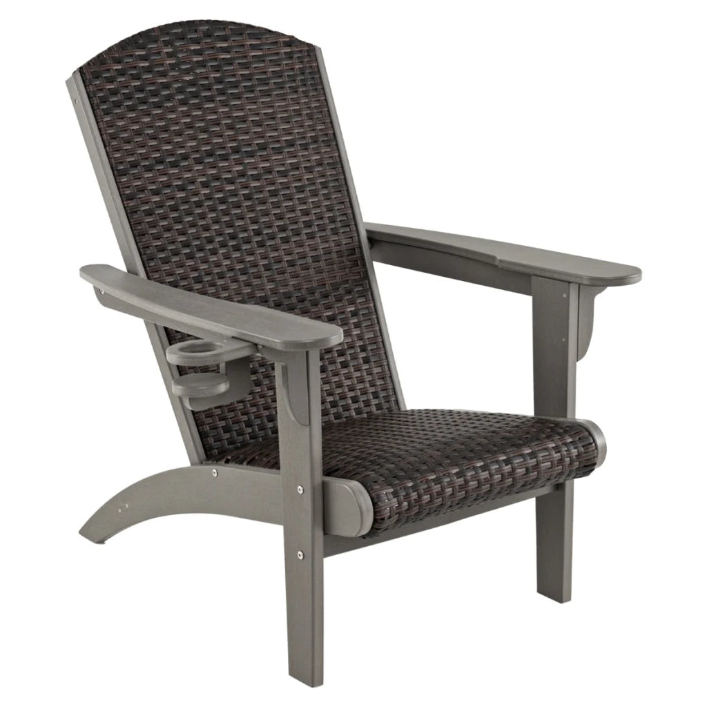 Sedia Adirondack set da 1 92 x 76 x 100 cm comfort ergonomico portabicchieri girevole design elegante in HDPE grigio 20_0011185