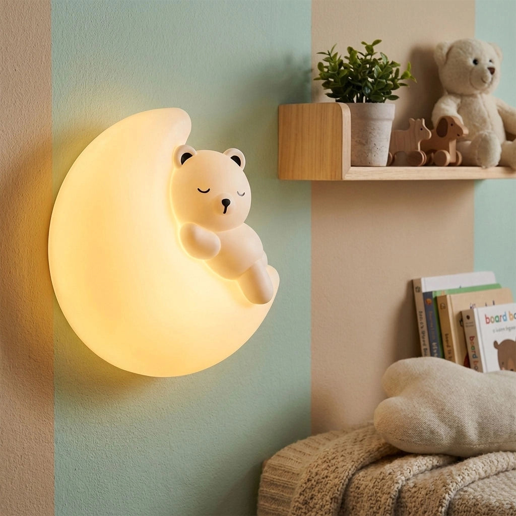 Applique Da Parete Led G180-w Orso Sulla Luna