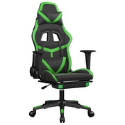 Sedia da Gaming | Sedia da e-sports Massaggio Poggiapiedi Nero e Verde Similpelle