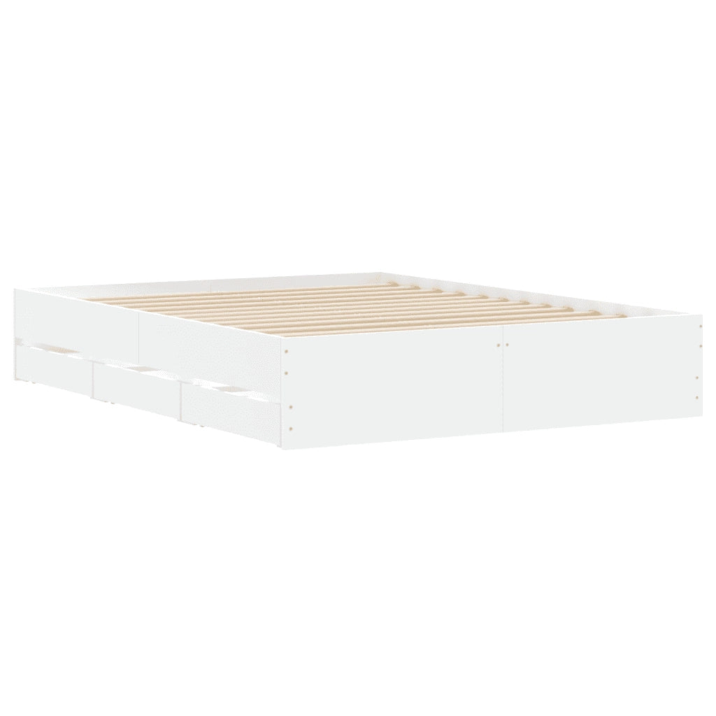 Giroletto con Cassetti Bianco 140x200 cm in Legno Multistrato 3207273