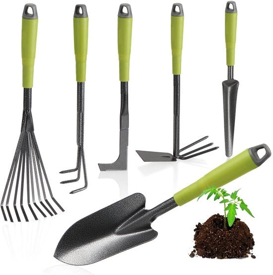 Set di attrezzi per giardinaggio 6 pezzi - ideale per il giardinaggio e la piantagione - pratico e multifunzionale