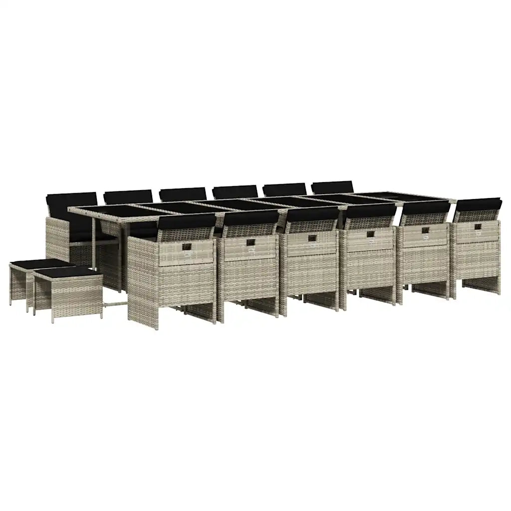 Set da Pranzo da Giardino 17pz con Cuscini Grigio in Polyrattan 3210647