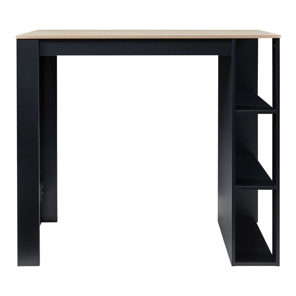 Tavolo Alto da Bar Danderyd Bancone a 3 Ripiani Laterali 120 x 60 x 106 cm - Nero e Effetto Rovere [en.casa]