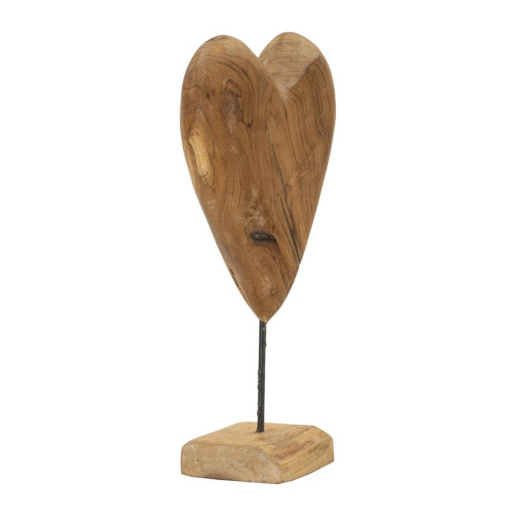 Scultura Cuore 5, Marrone, Legno, 25x12x45 cm