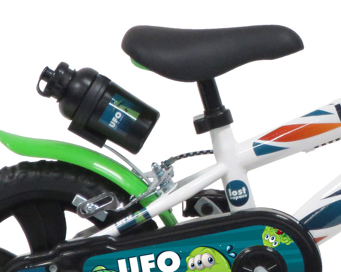 Bicicletta per Bambino 12" 2 Freni Gomme in EVA Ufo Bianca/Verde