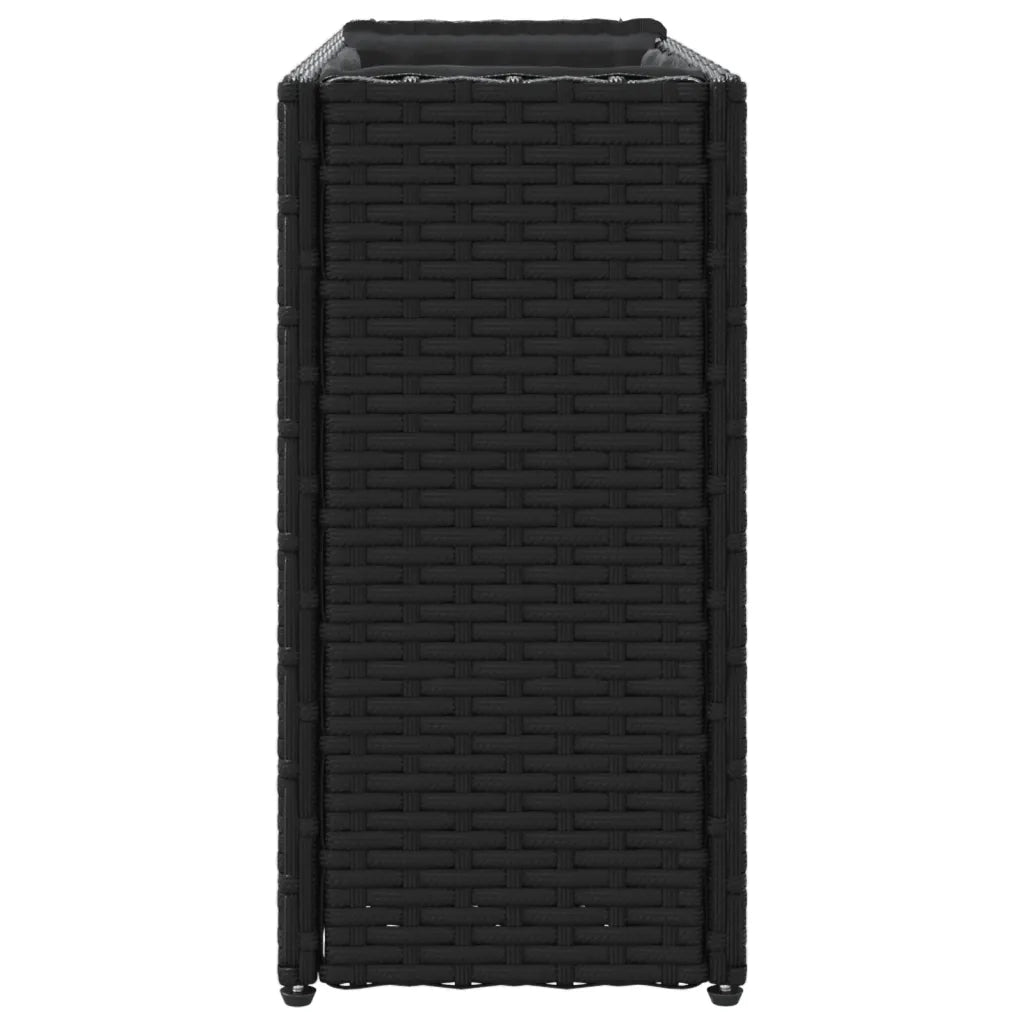 Fioriere da Giardino con 2 Vasi Nere 90x20x40 cm in Polyrattan 3210513