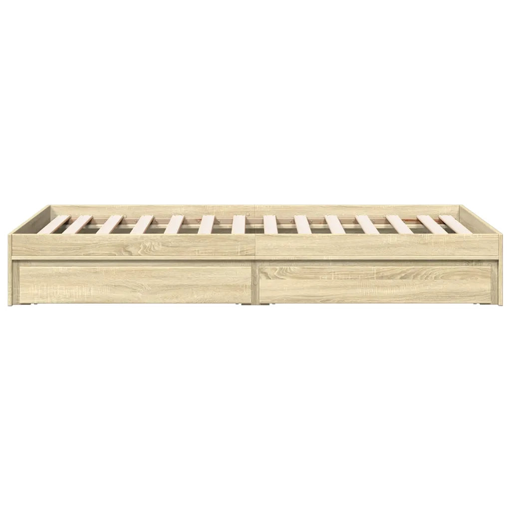 Giroletto Cassetti-Struttura Letto con contenitore Rovere Sonoma 75x190 cm Legno Multistrato 671233