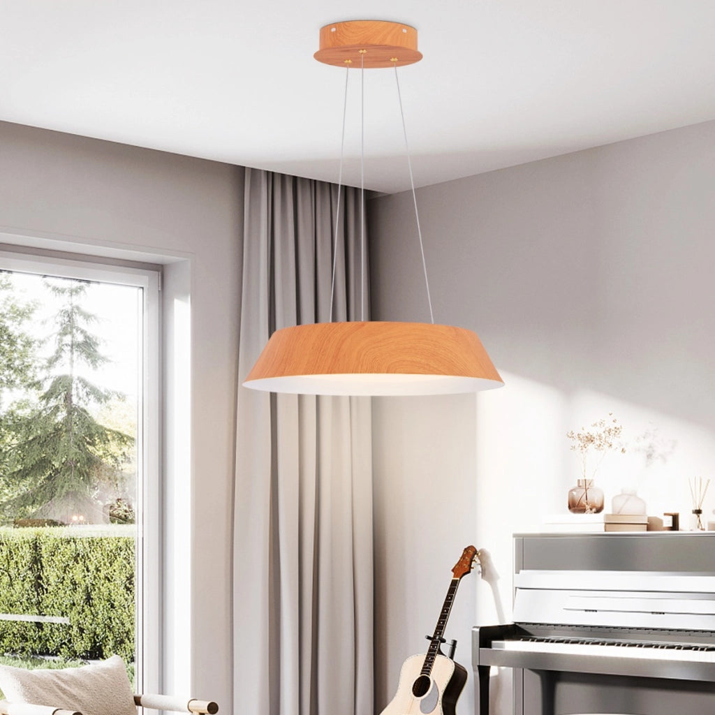 Lampada LED a soffitto con venature in legno cornice in metallo, Lampada da soffitto moderna da 21W Naturale-Lampade