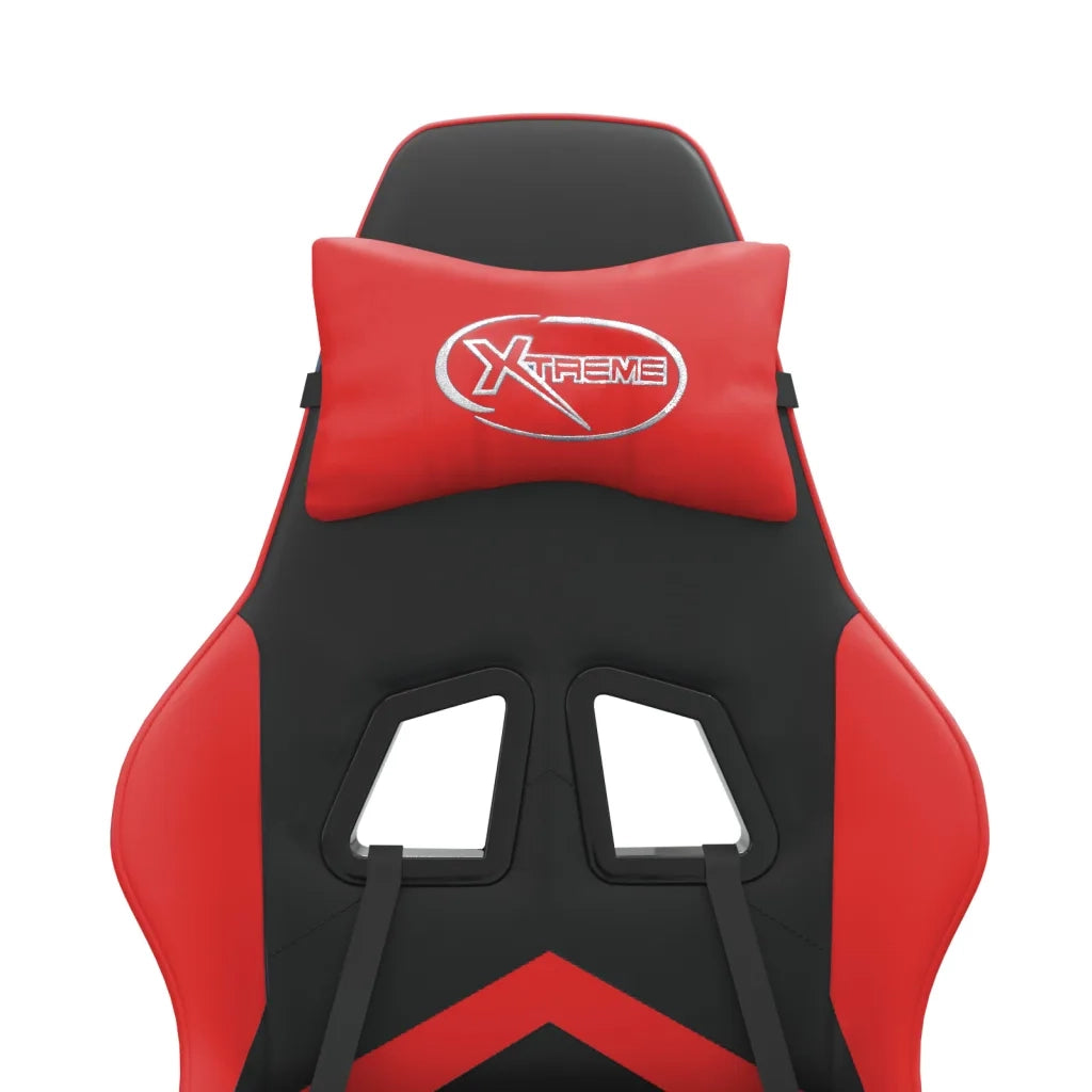Sedia da Gaming Girevole Poggiapiedi Nero e Rosso Similpelle cod mxl 72799
