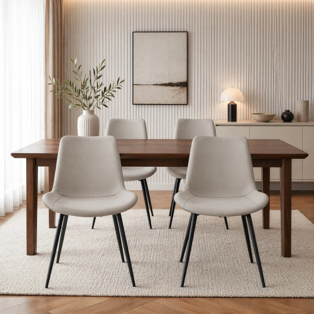 Sedia da pranzo con schienale ergonomico e piedini metallici antiscivolo in PU e metallo Grigio