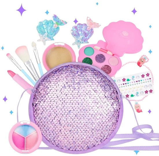 Borsa di Cosmesi per Bambine - Set di Giocchi con Contenuto - Set di Trucco per Bambine - Blu