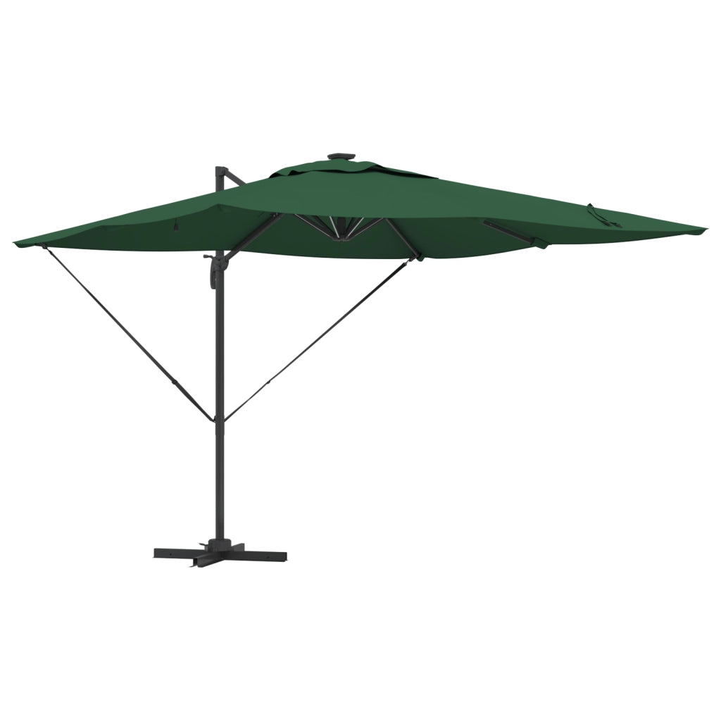 Ombrellone a Sbalzo Roma con LED Verde 286x285x270 cm Alluminio