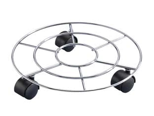 PORTAVASO CON RUOTE TONDO IN FILO ACCIAIO CM.30- - cm 30 - ø filo mm 6 - portata kg 50 - 5 pezzi VETTE