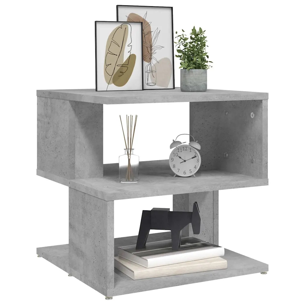 Tavolino | Tavolo laterale Grigio Cemento 40x40x40 cm in Legno Multistrato