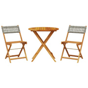 Set da Bistrot 3 pz | Set Salotto da Giardino Grigio in Polyrattan e Legno Massello