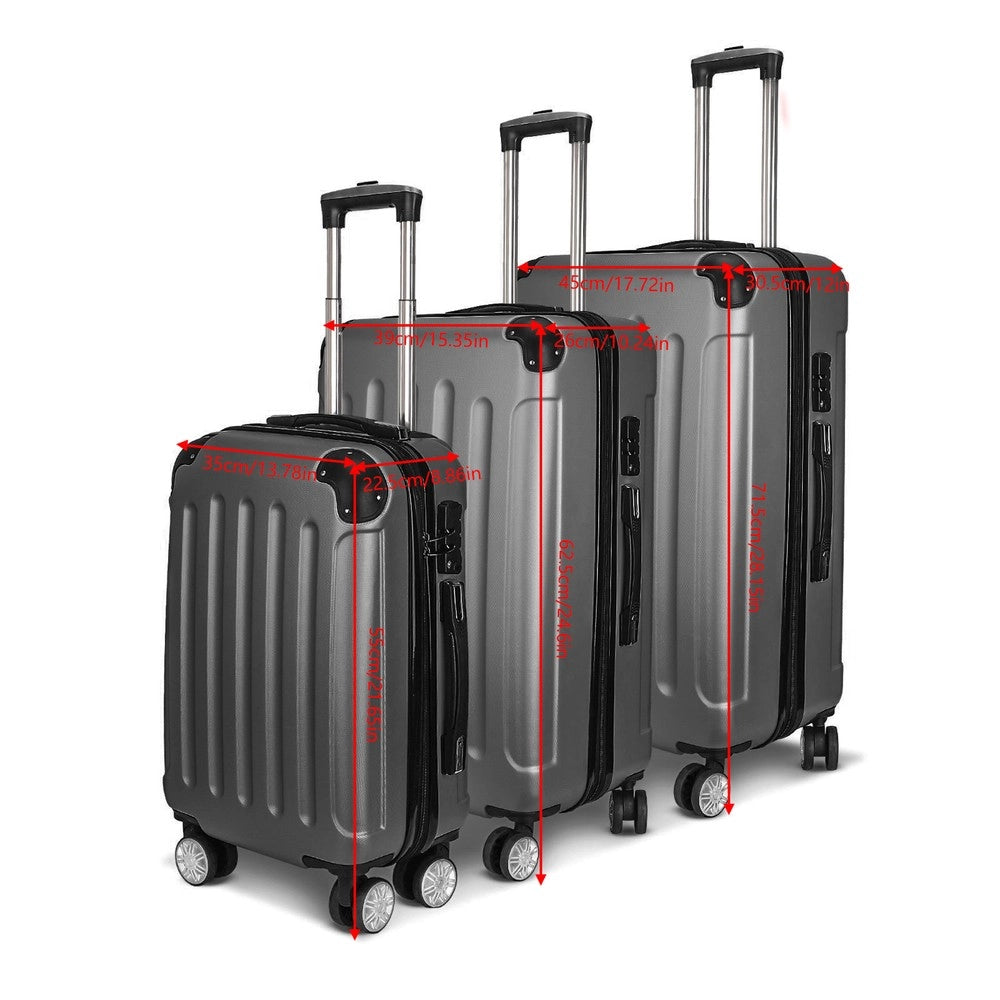 Set di 3 valigie ¨C Minimal ¨C grigio scuro, resistente a graffi e urti, materiale ABS