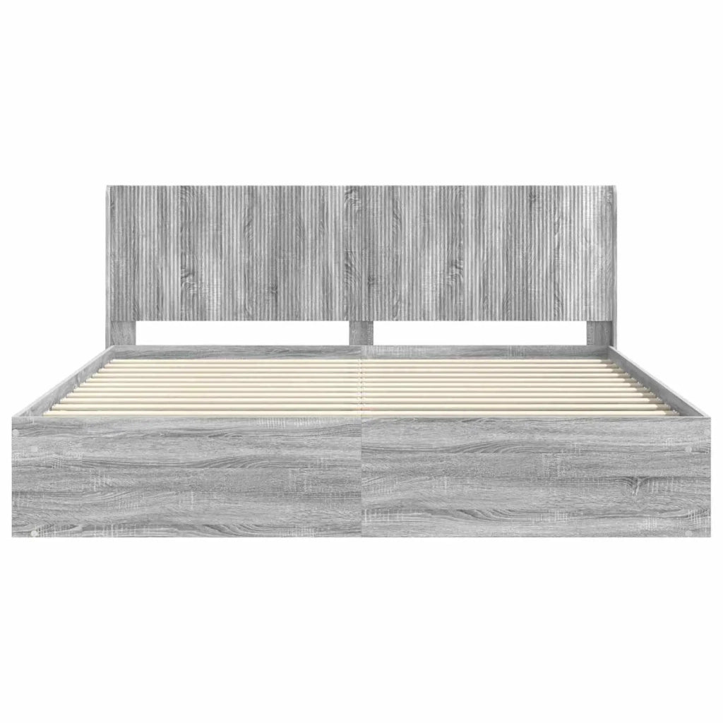 Struttura del letto con stoccaggio e testata Sonoma grigio 3413826
