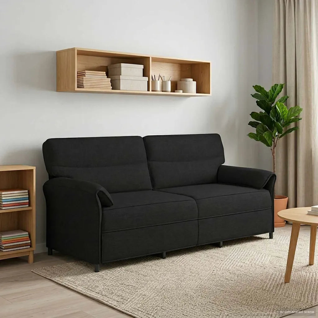 Divano 3-Persone Nero 198 x 83 x 95 cm Tessuto