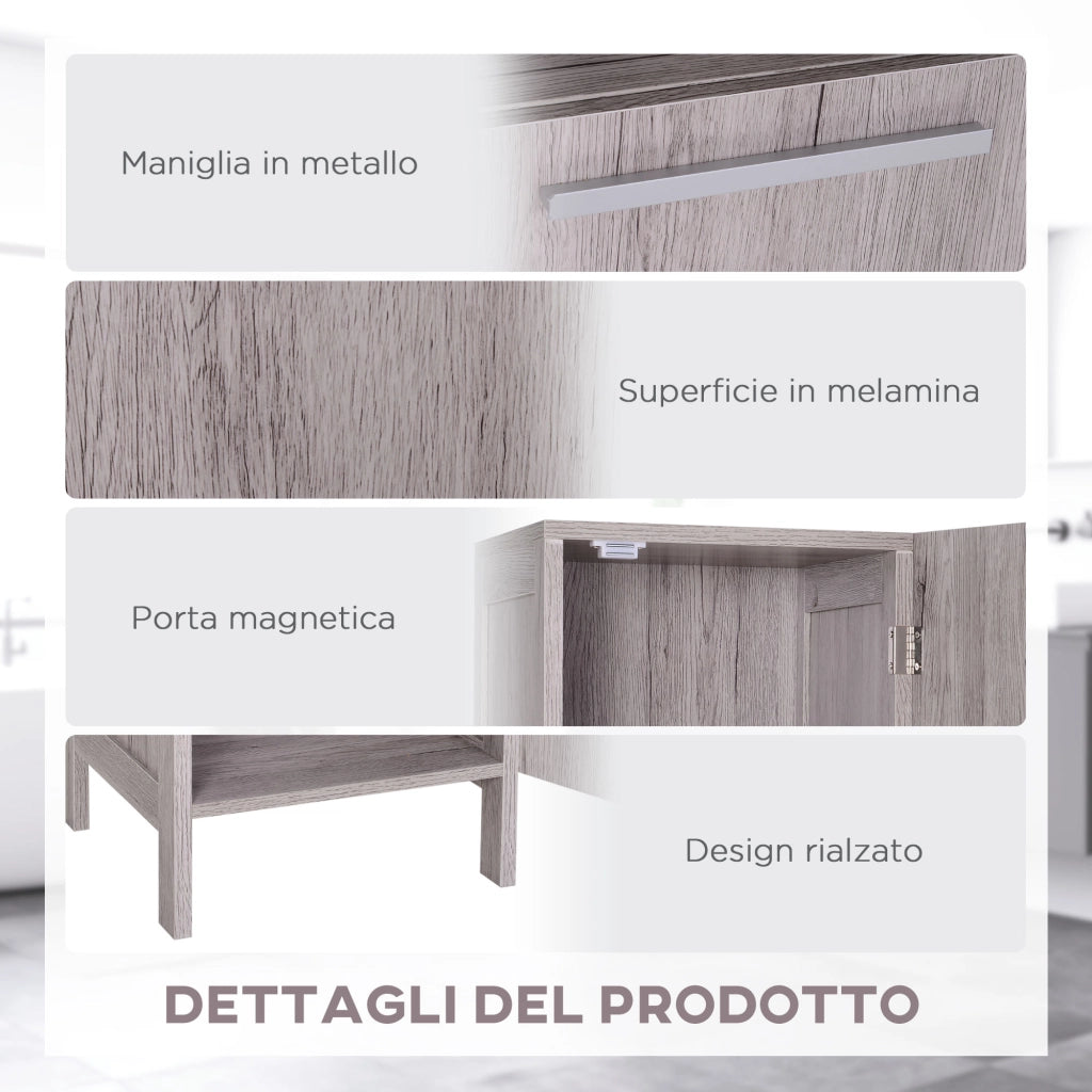 EasyComfort Colonna Bagno in MDF con 2 Armadietti e 2 Ripiani Aperti, 30x32x172.5 cm, color Legno