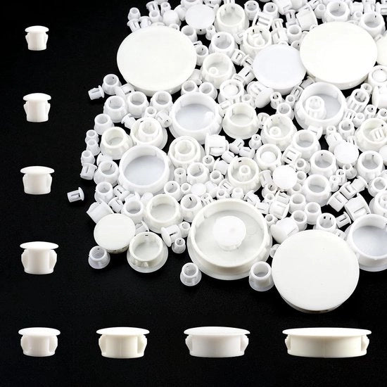 280 coppe di plastica bianche per coprire fori di trapano 5/6/8/10/13/16/25/38 mm - stoppiature per sigillare fori di viti