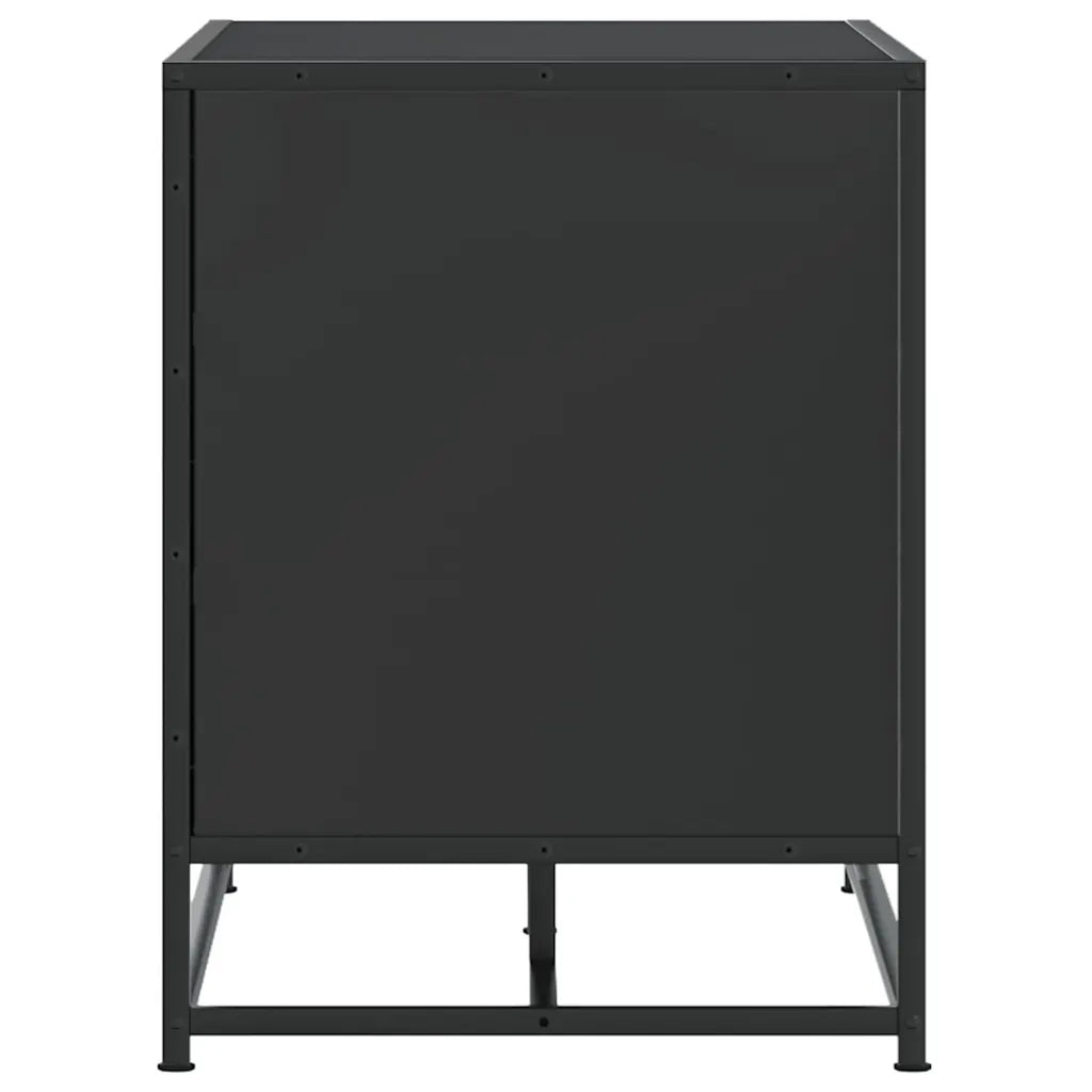 Panca Portaoggetti Nera 80x40x53,5 cm Multistrato e Metallo