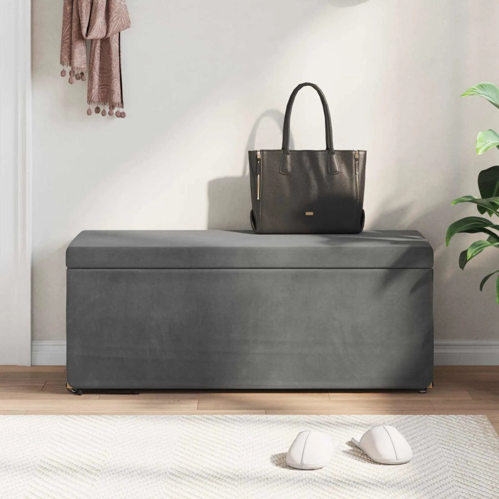 Pouf Grigio scuro Velluto e Legno Ingegnerizzato