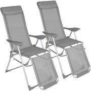 Set di 2 sedie da giardino pieghevoli con poggiapiedi braccioli poggiatesta rimovibile mobili da giardino per esterni struttura in alluminio schienale reclinabile mobili da giardino 2208264