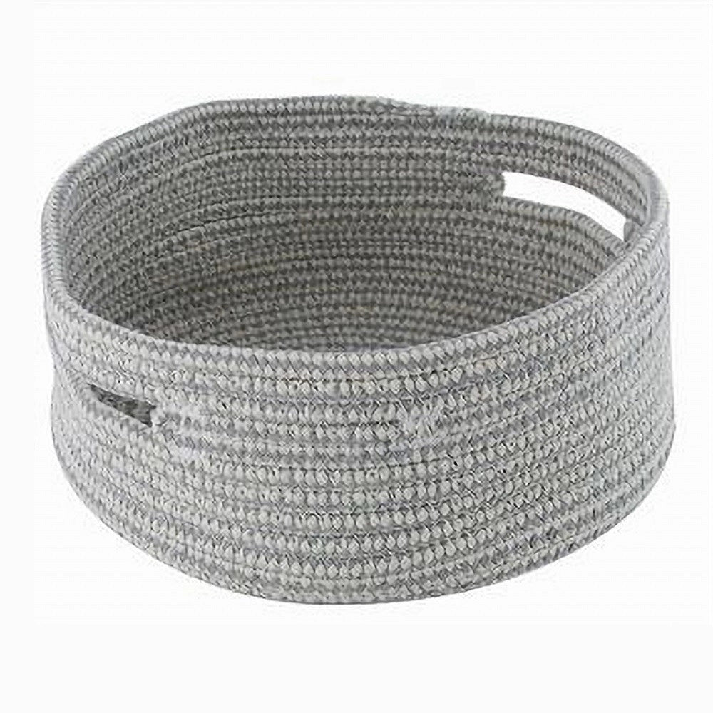 Trade Shop - Cestino Porta Oggetti Con Manici Cesto Tessuto Intrecciato Rotondo 24x11cm 10638 -