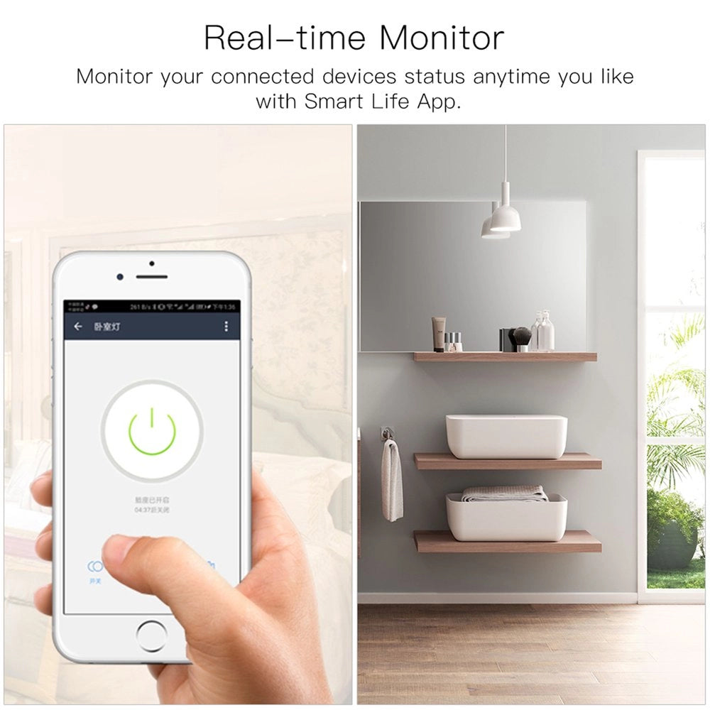 Interruttore WIFI 2.4G + RF 433MHz 10A TUYA, Smart Life 10A AC 90-250V 50/60HZ 2200W