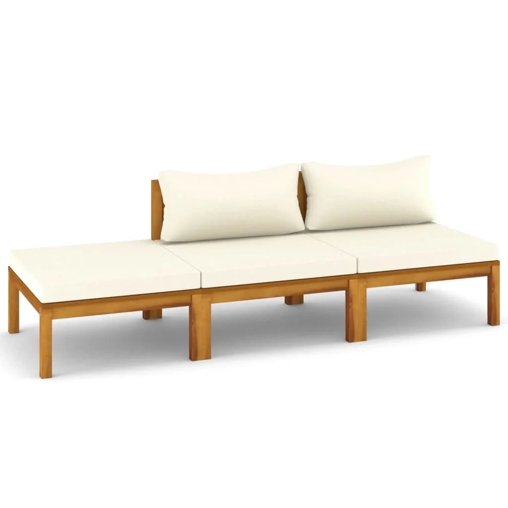 Mobili da giardino mobili da esterno Set di mobili da 3 pezzi con cuscino color crema in legno massello di acacia 02_0015916