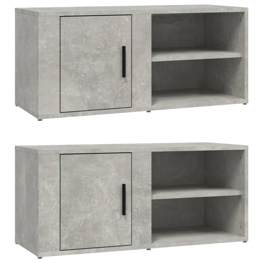 Mobile TV multimediale mensola TV credenza mobile TV sala da pranzo soggiorno camera da letto 2 pezzi 80 x 31,5 x 36 cm legno ingegnerizzato grigio 02_0028563