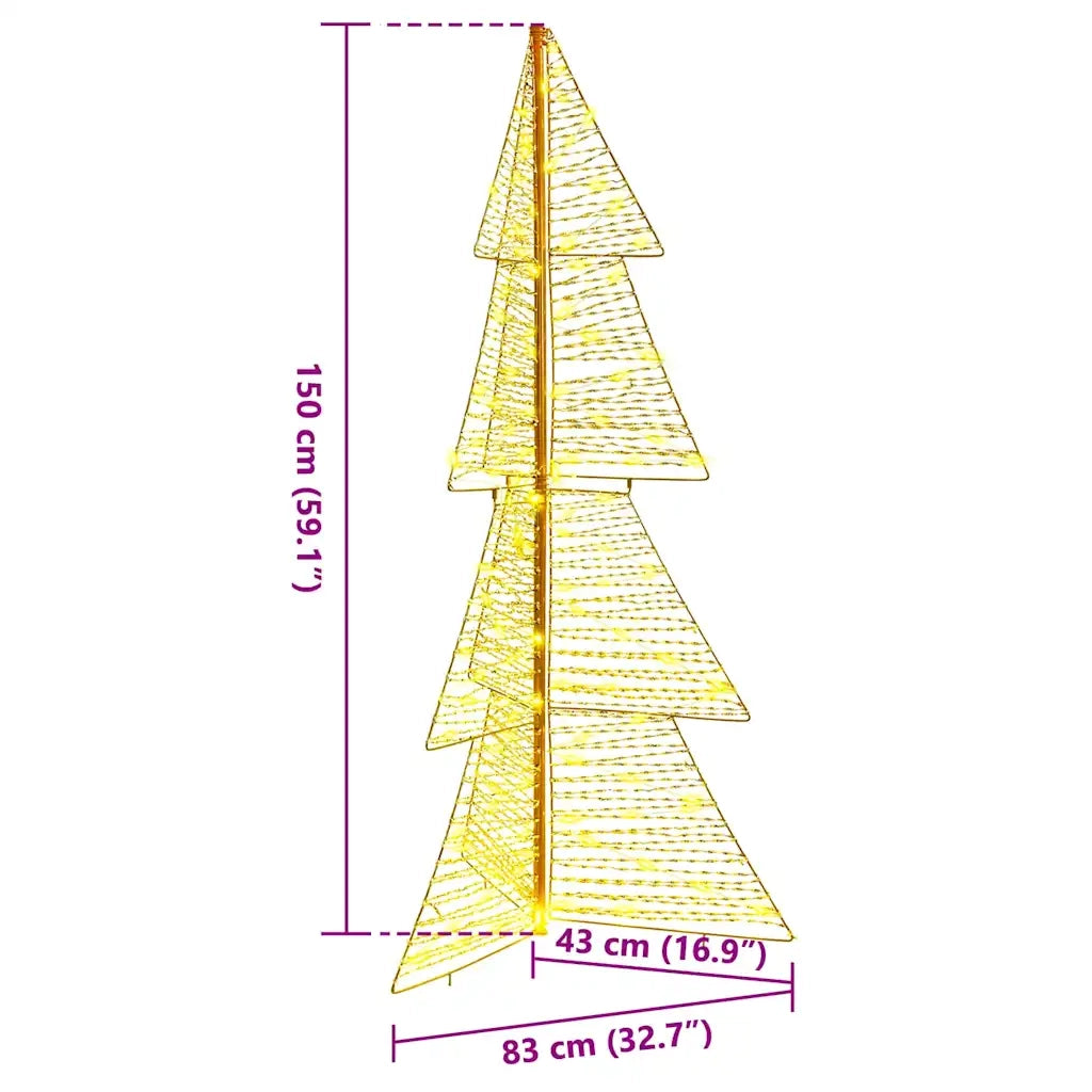 Albero di Natale con 160 LED Bianco caldo 150 cm PET