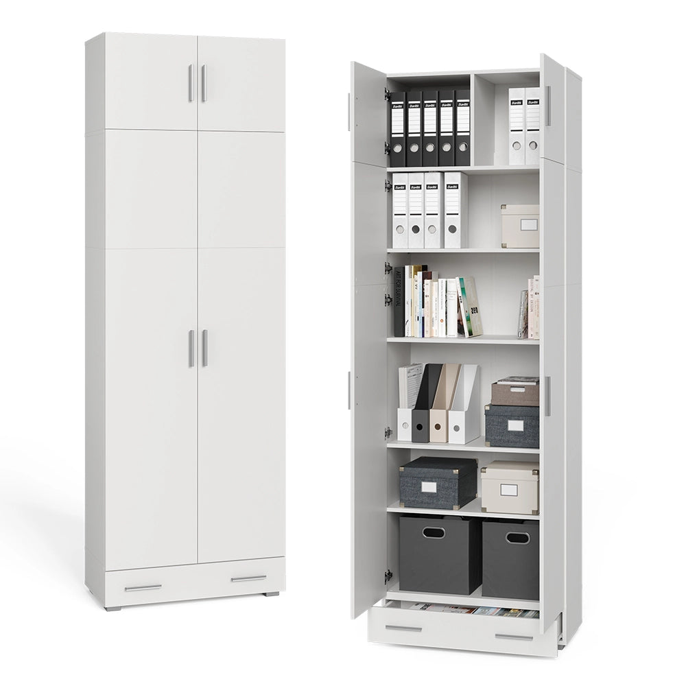 Vicco Scaffale per file Bianco 80 x 182.4 cm con estensione dell'armadio e cassetto